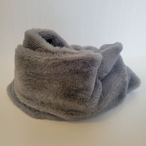 Gray faux fur infinity scarf